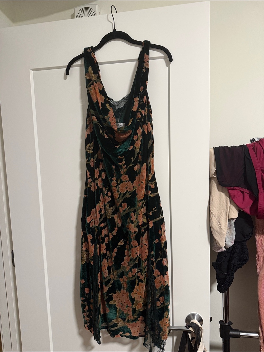 Unique vintage green velvet midi dress